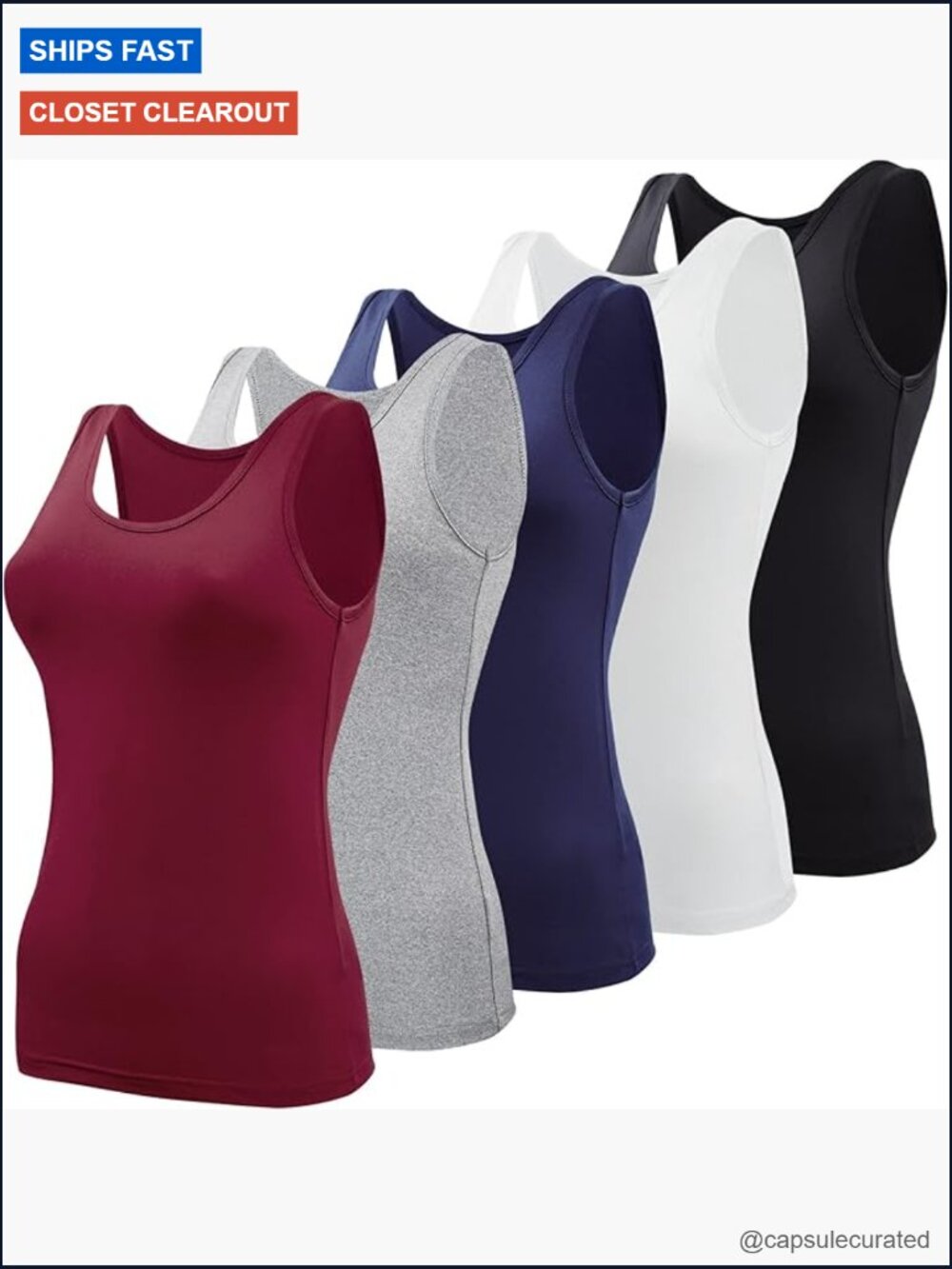 5 Pack Women's Sleeveless Scoop Neck Tank Tops Undershirts Basics